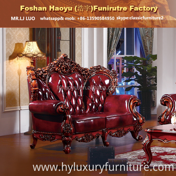 Royal Dubai Genuine Leather Sofa, Home Living Furniture Arab Sofa Antique Wood Set European Style Sectional Sofa 1set 25-30 Days
